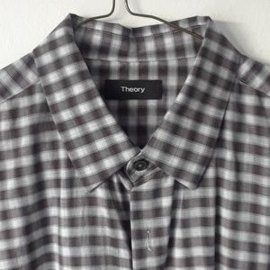 Theory red gingham shirt. Size large